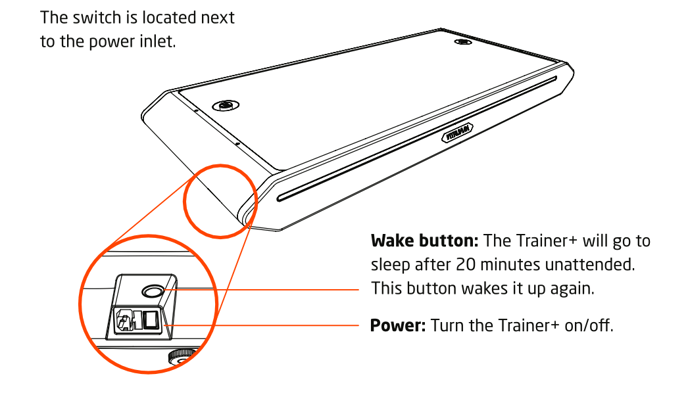 V Trainer Power Switch and wake button location